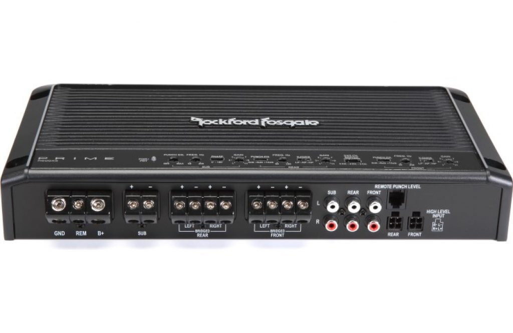 Rockford Fosgate R600X5 5 channel amp front angle
