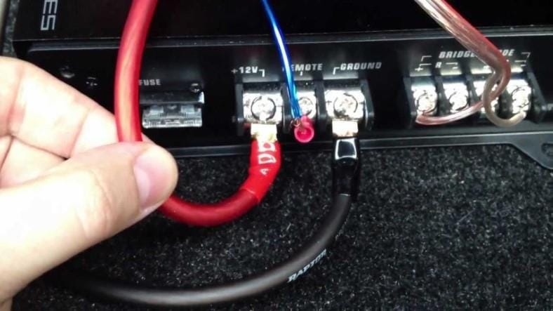 image of car amplifier having wire connected