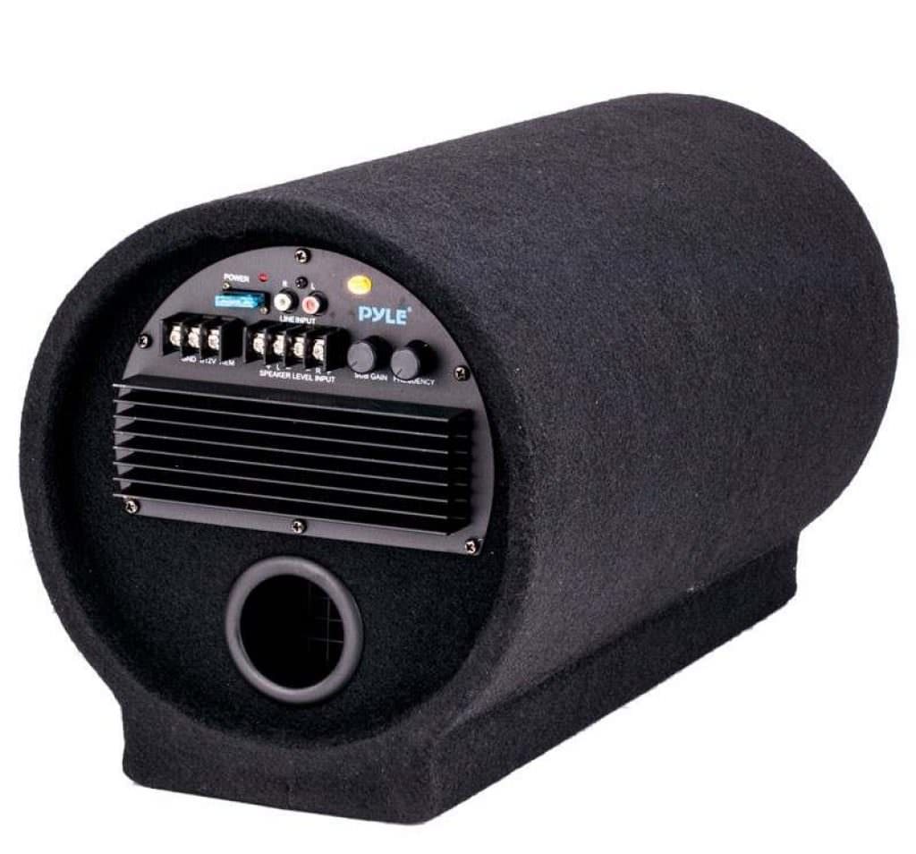 Image of a powered bass tube car subwoofer
