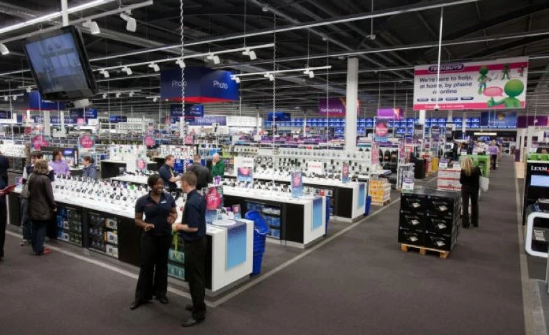 Image of retail electronics store interior