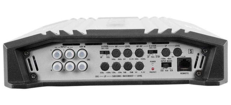 Vue d'extrémité de l'amplificateur Hifonics BRX5016-5