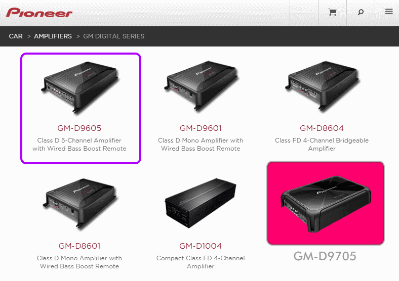 Pioneer GM series class D car amplifiers with GM-D9605 and GM-D9705 comparisons