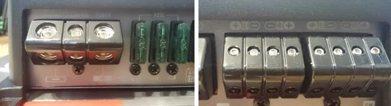 Pioneer GM-D9605 wiring terminals close up image