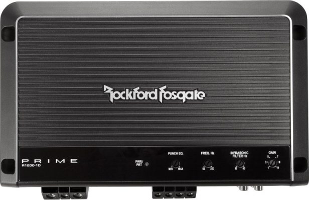 Top view of Rockford Fosgate Prime R1200-1D mono bass car amplifier