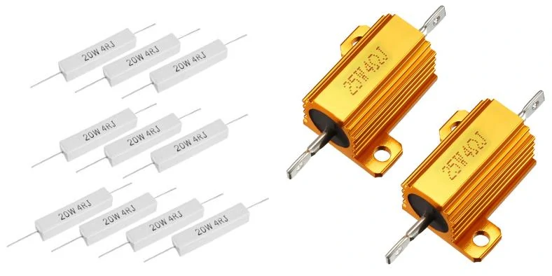 Image showing examples of higher power resistors (4 ohms) for use with speakers