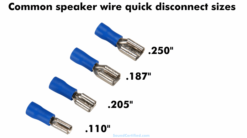 Image showing common speaker wire quick disconnect terminal sizes