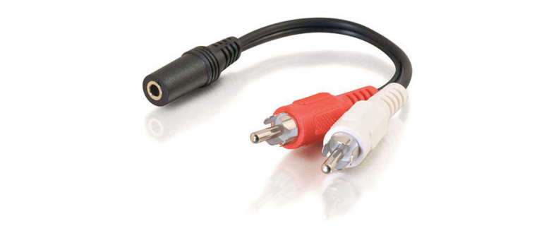 Image of male RCA to female 3.5mm headphone adapter