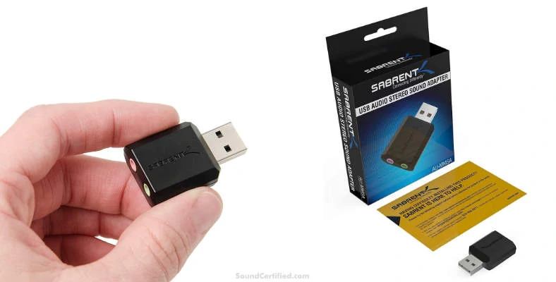 Example of a USB to headphone audio adapter