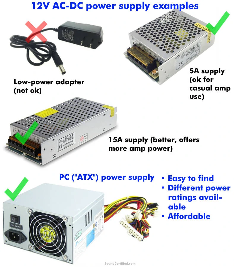 Car amp DC power supply examples