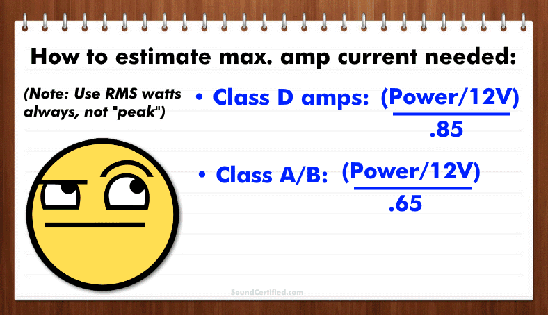 Example of how to estimate car amp current used