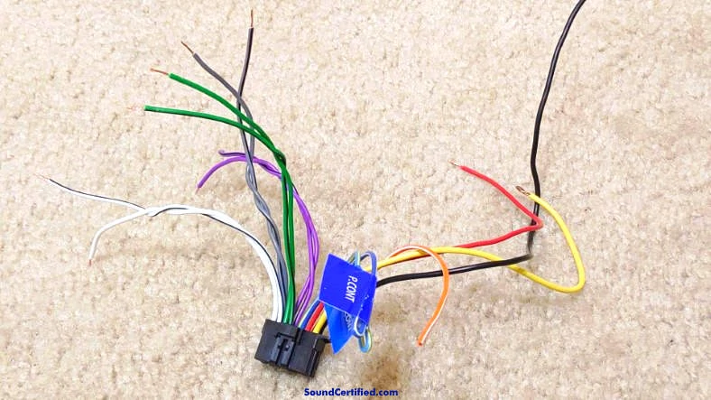 example of a car stereo wiring harness with standard wire colors