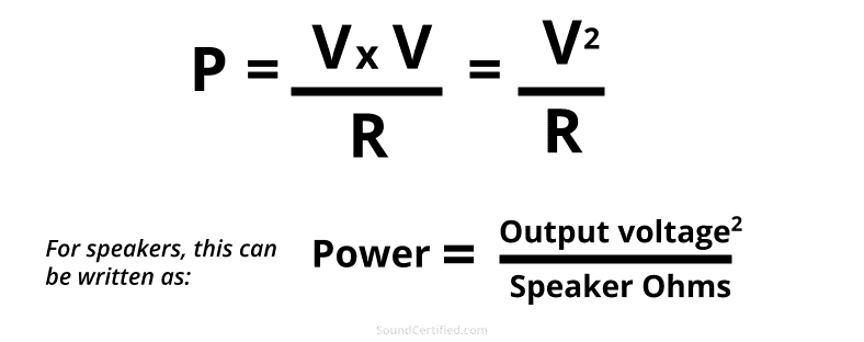 Formula for power voltage an resistance with speaker power