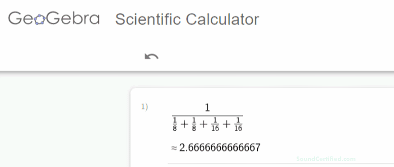 example of sum of reciprocals in a pretty print scientific calculator