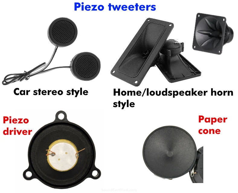 piezo tweeter examples with parts labeled