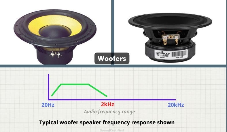 woofer speaker examples and frequency response graph