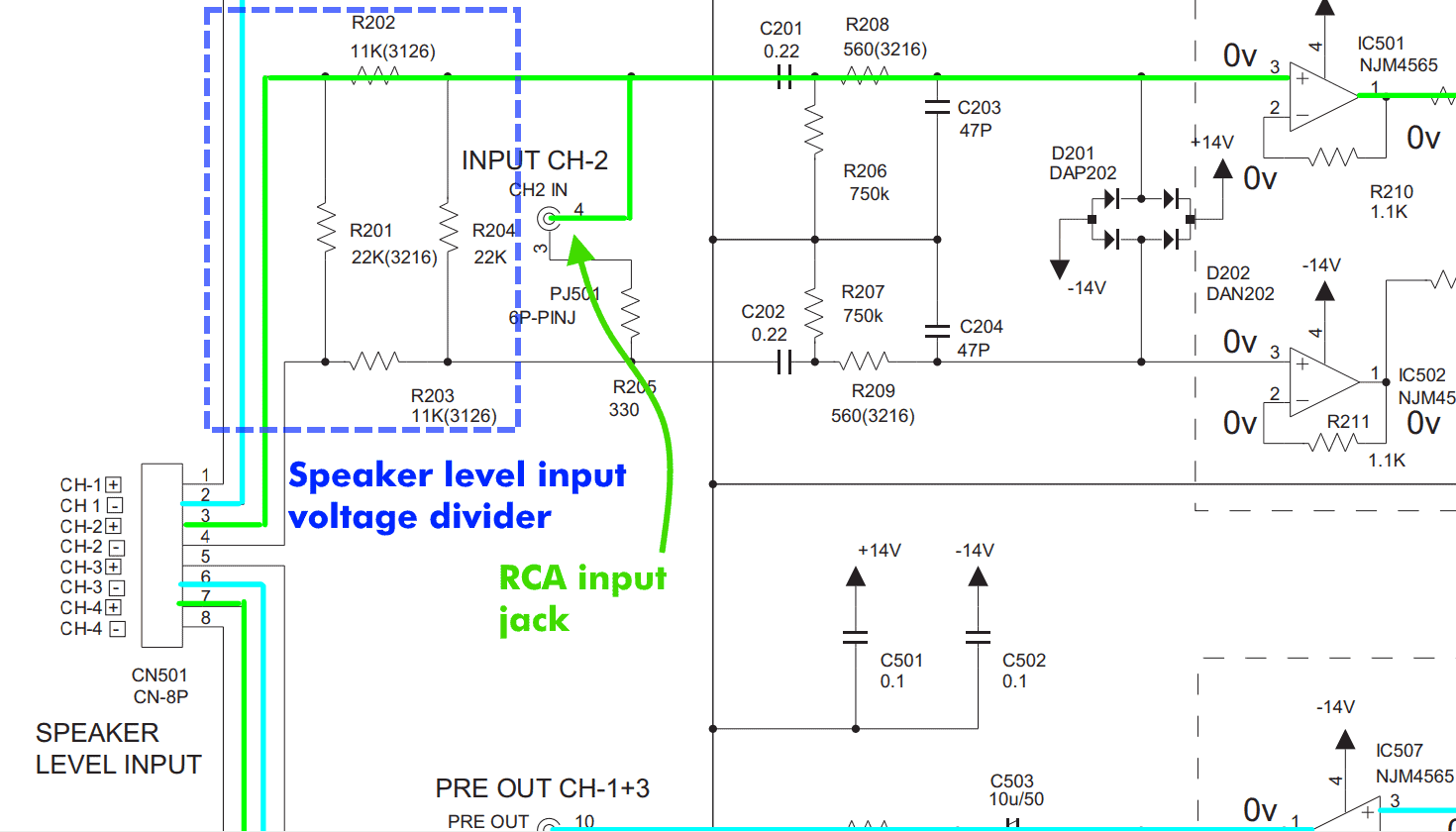 car amplifier speaker level input schematic snapshot